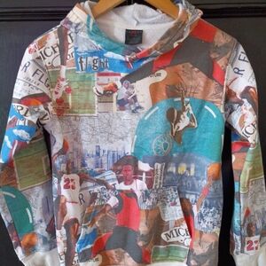 Jordan Multicolor Graphic Kids Hoodie with Teal, Red & Blue